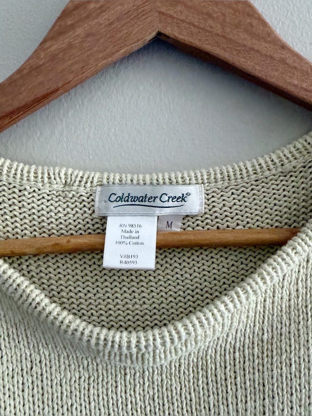 90 Sleeveless Cotton Knit Tank Sweater in Cream Womens Medium - Picture 3 of 4